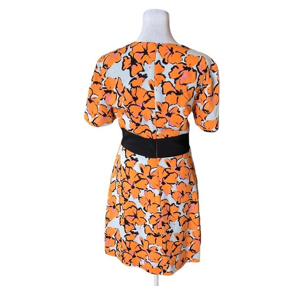 A.L.C Nora Floral Print Orange Silk Dress Size 2 - Picture 3 of 8